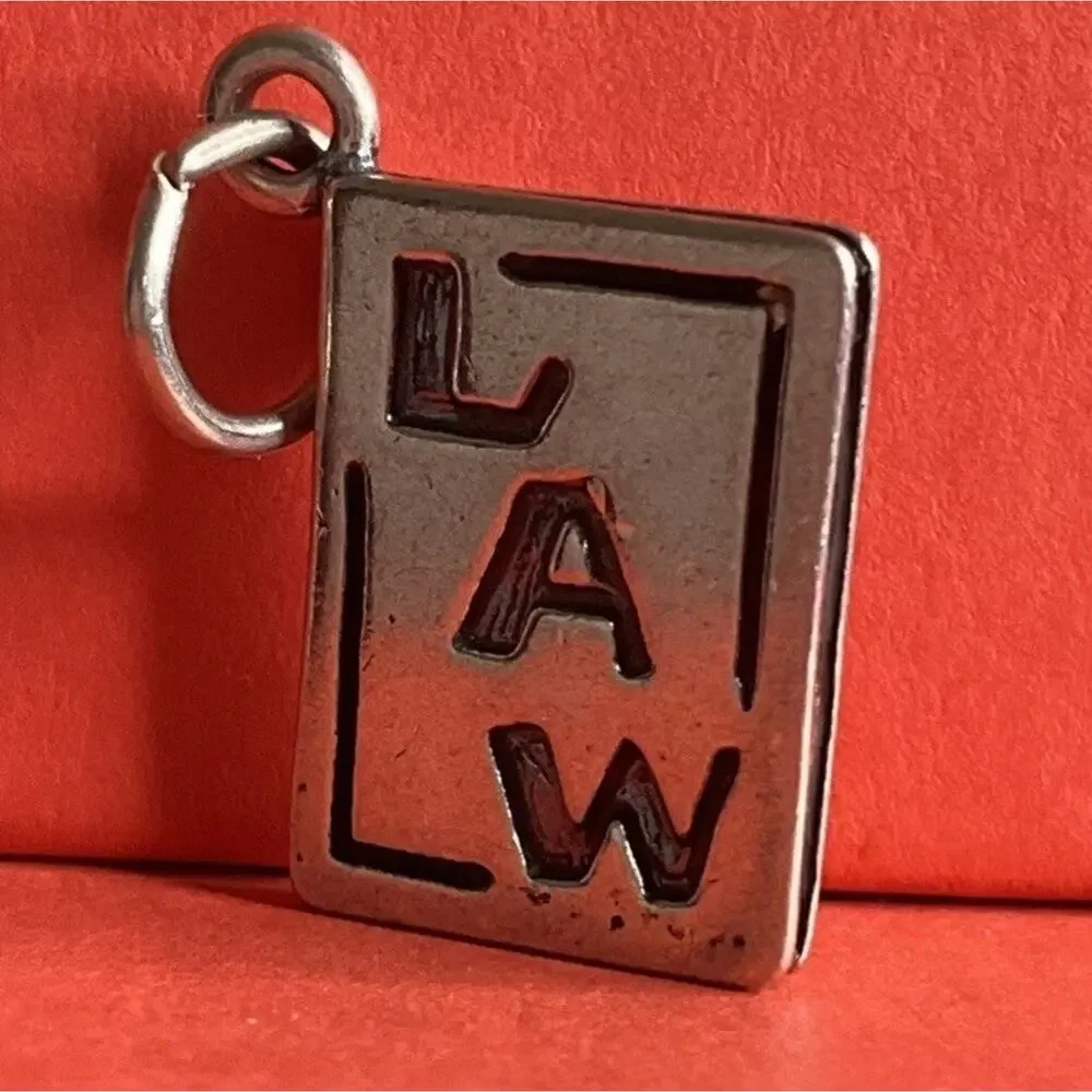 Vintage Sterling Silver LAW Book Charm - Picture 1 of 6